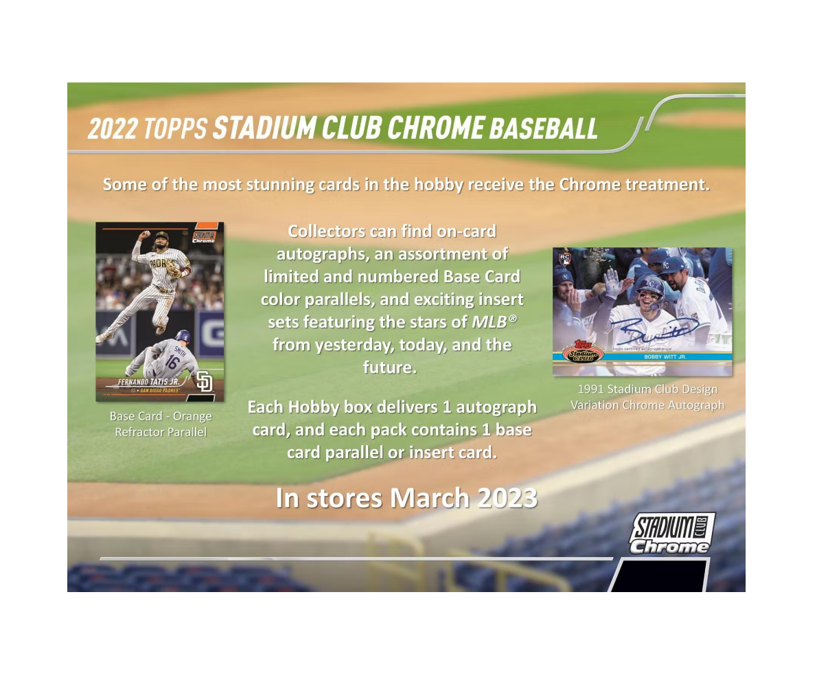 2022 Topps Stadium Club Chrome MLB Baseball Trading Cards Blaster Box 