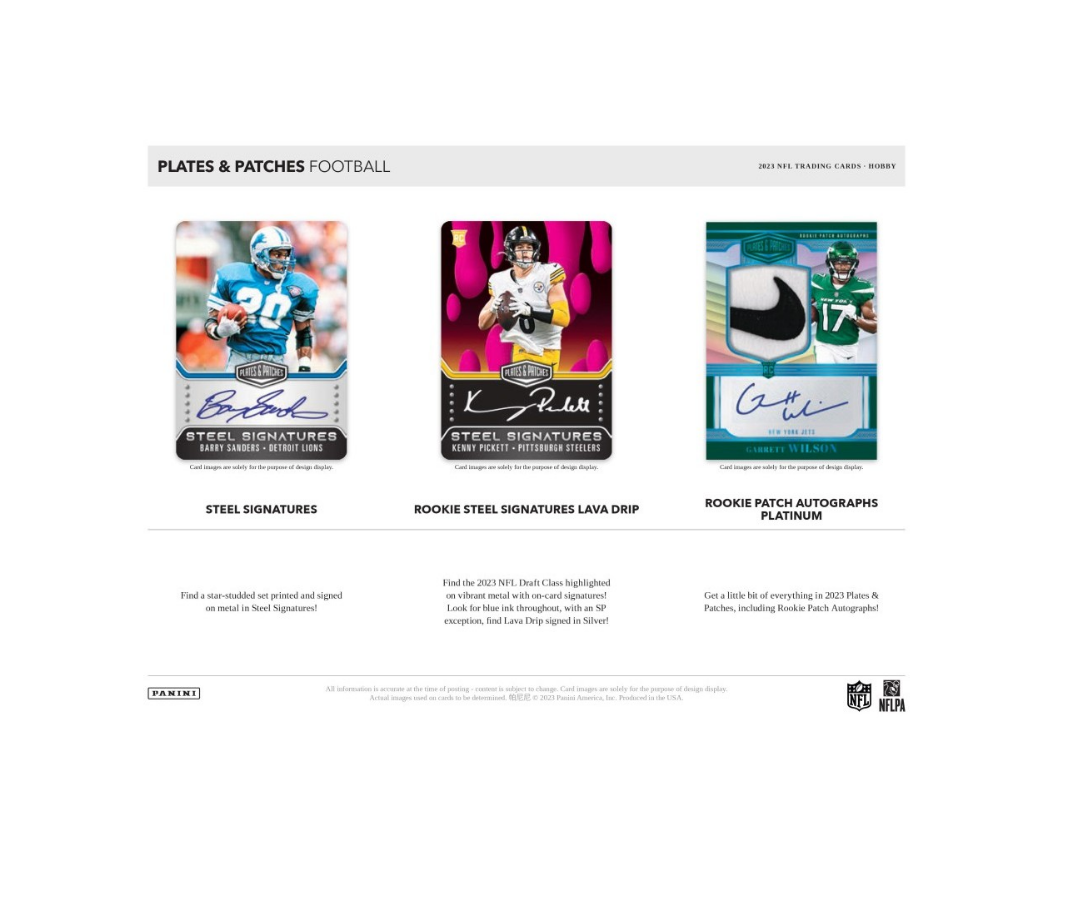 2023 Panini Plates & Patches Football Checklist, Set Info, Boxes